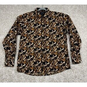 Silver Stone Modern Fit Men’s XXL Black Gold Baroque Button Up Dress Shirt